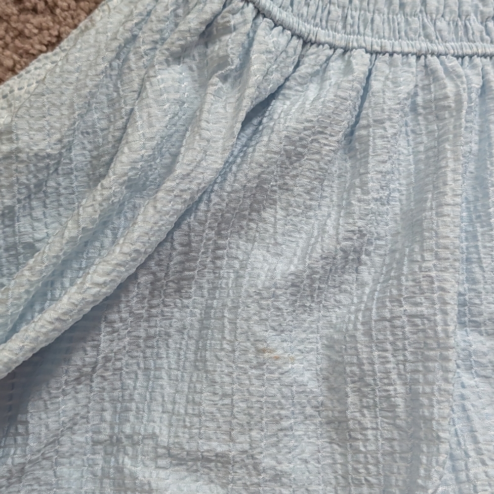 TCEC Light Blue Puff Sleeve Square Neck Smocked Mini Dress Size Medium - Picture 8 of 10